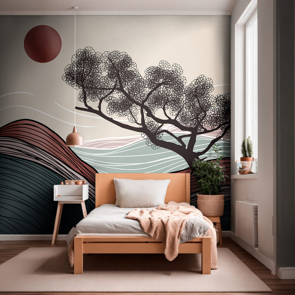 Albero tra linee ondulate — ambiente 1