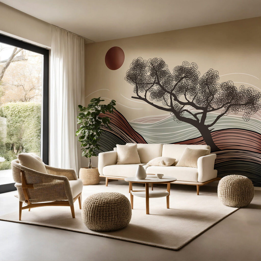 Albero tra linee ondulate — ambiente 2