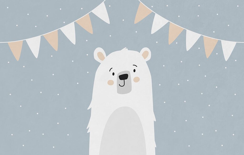 Orso bianco con bandierine — design completo