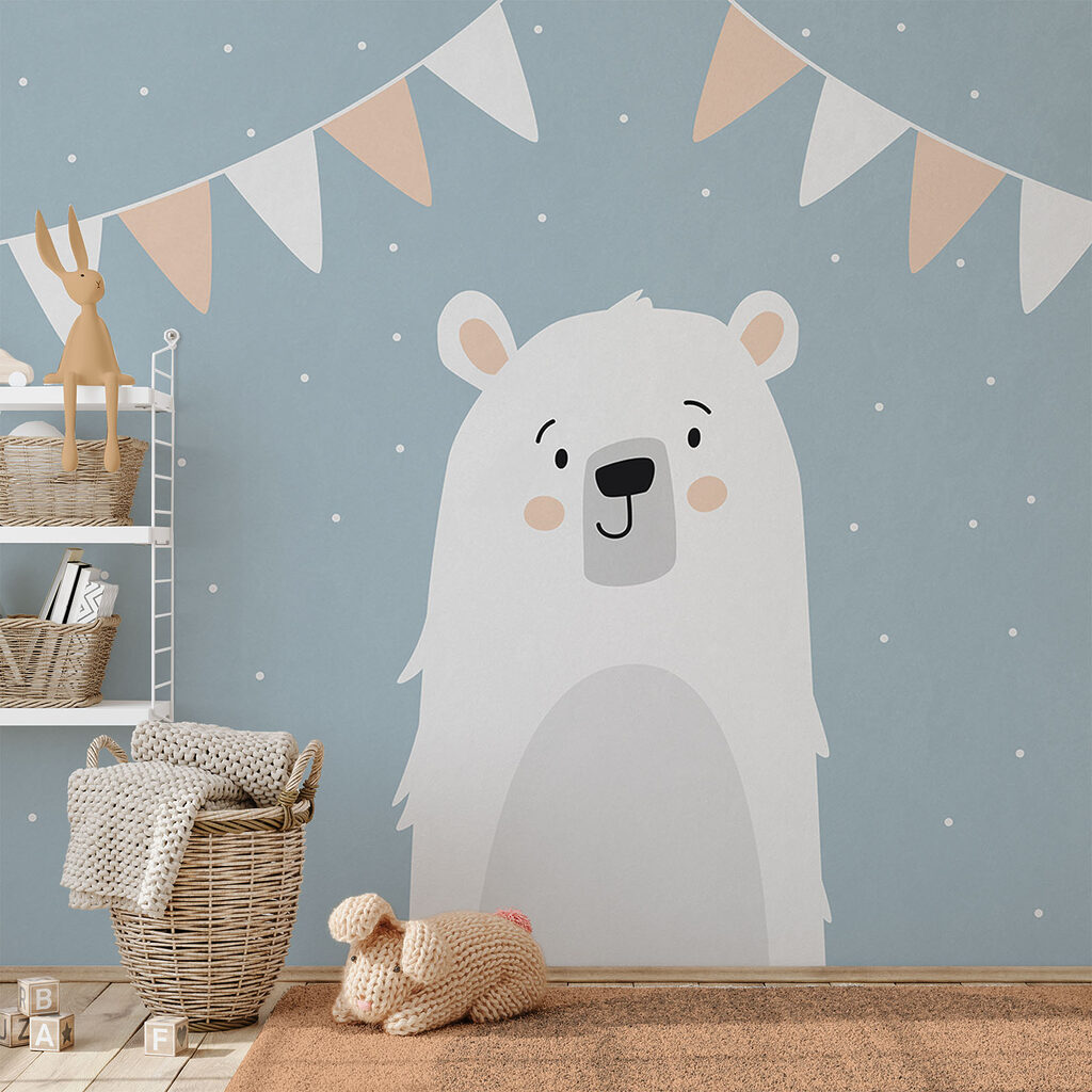 Orso bianco con bandierine — ambiente 2