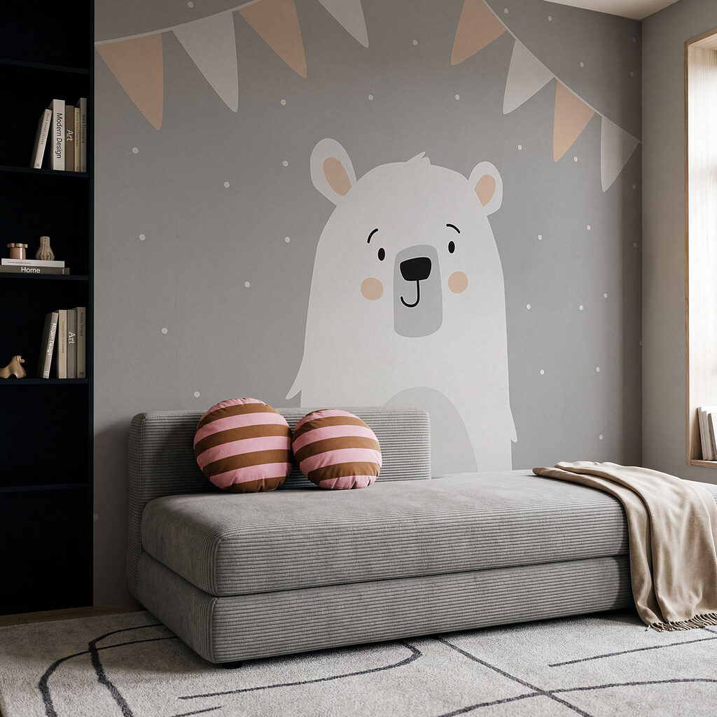 Orso bianco con bandierine — ambiente 1