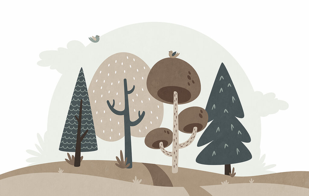 Alberi su colline — design completo