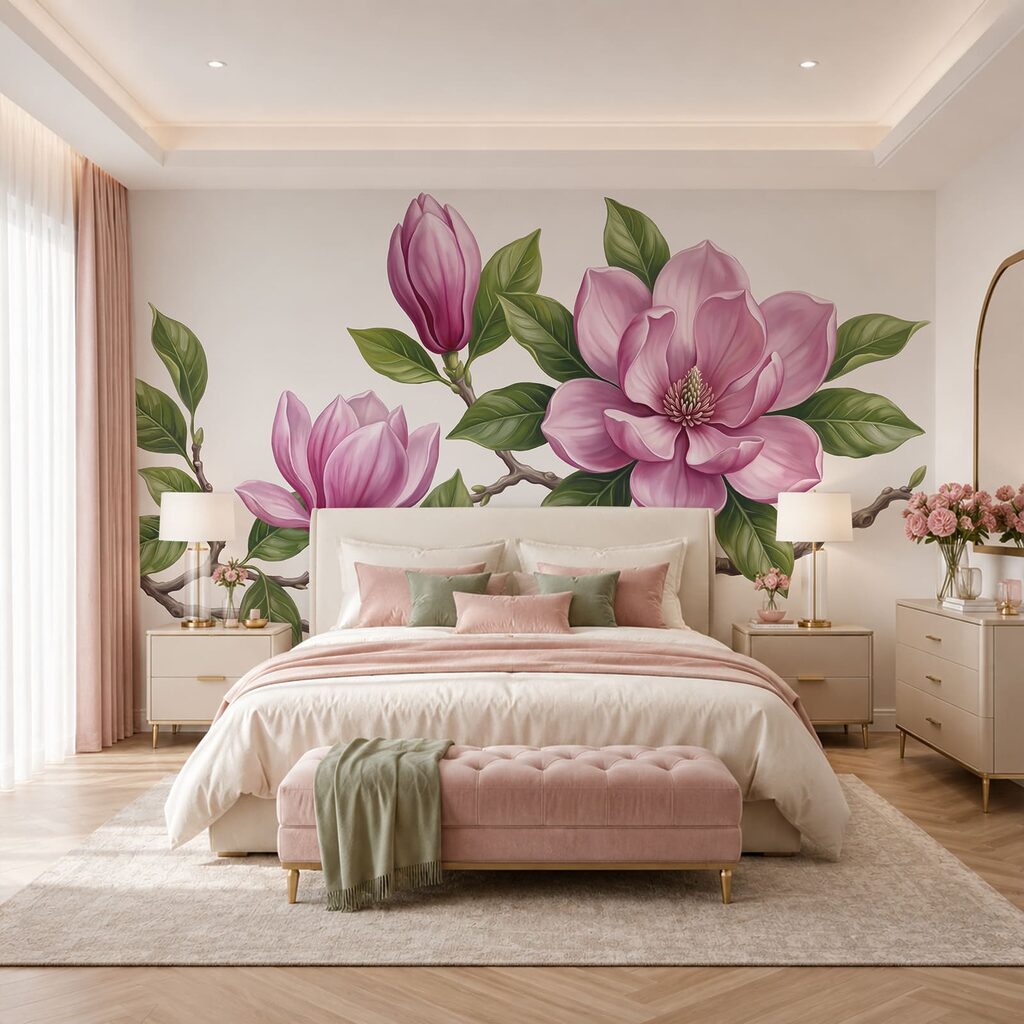 Magnolia rosa su rami — ambiente 2