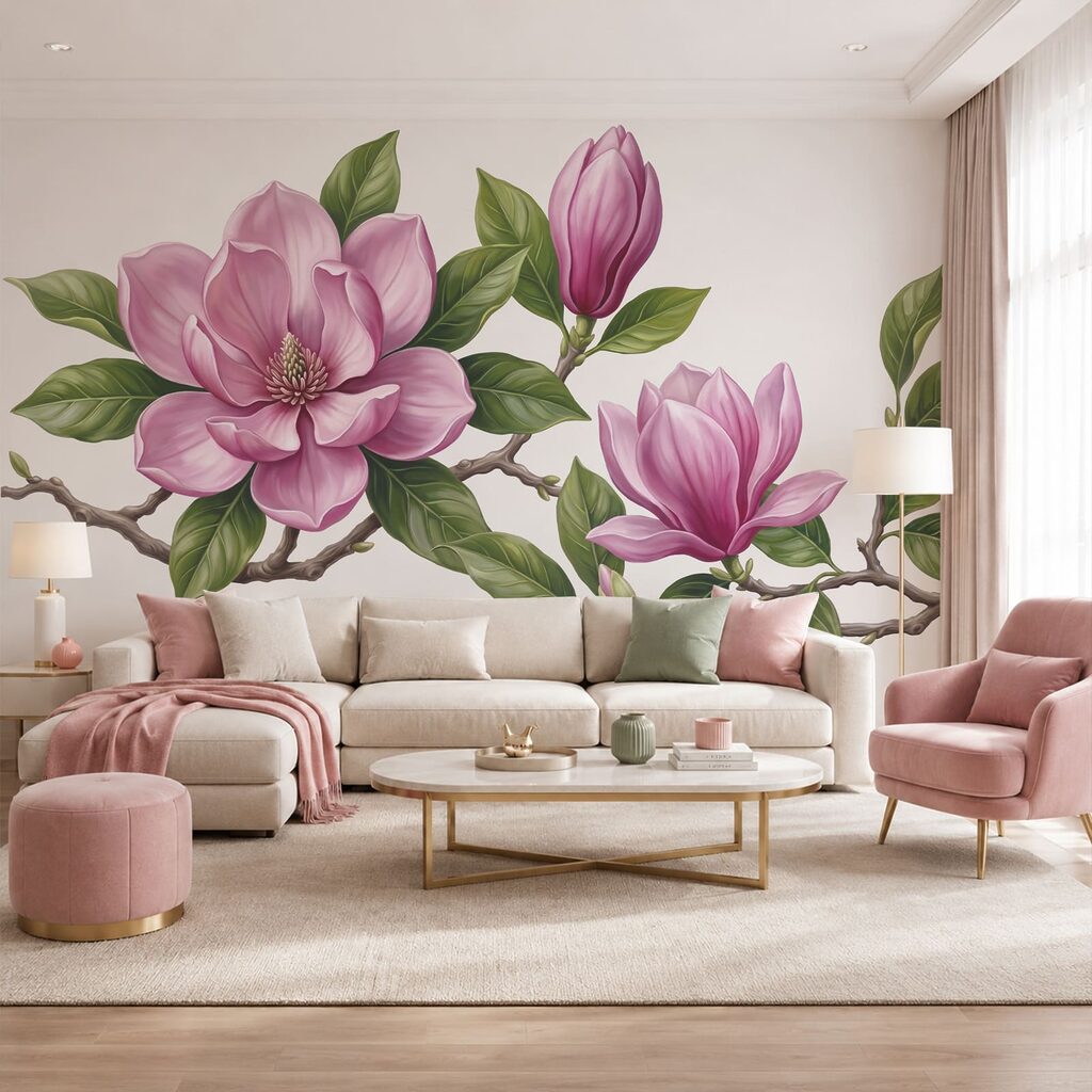 Magnolia rosa su rami — ambiente 1