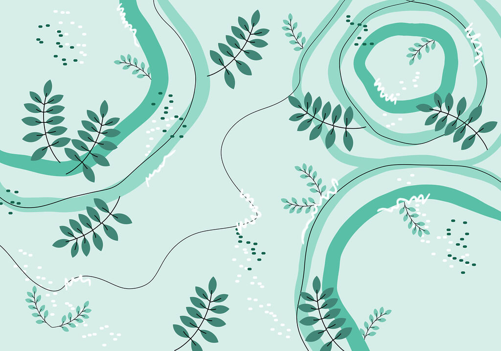 Foglie tra pennellate ampie — design completo