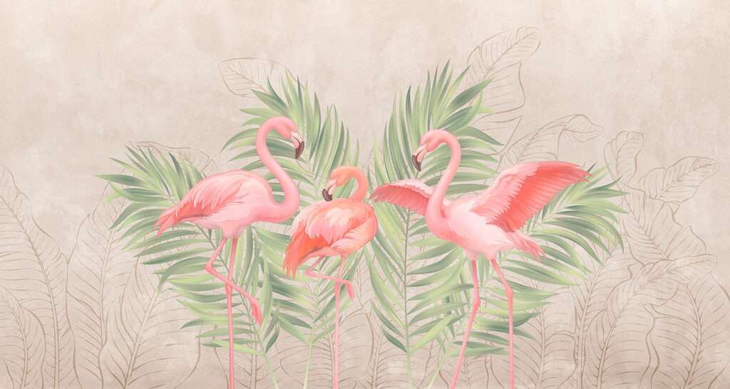 Fenicotteri tra le palme — design completo