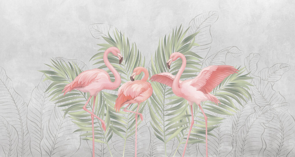 Fenicotteri tra le palme — design completo