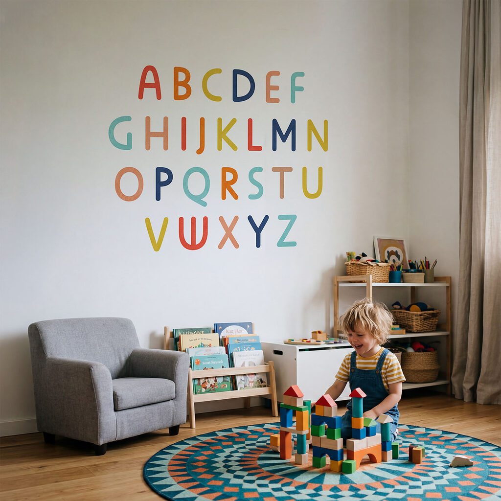 Alfabeto per bambini in un ambiente