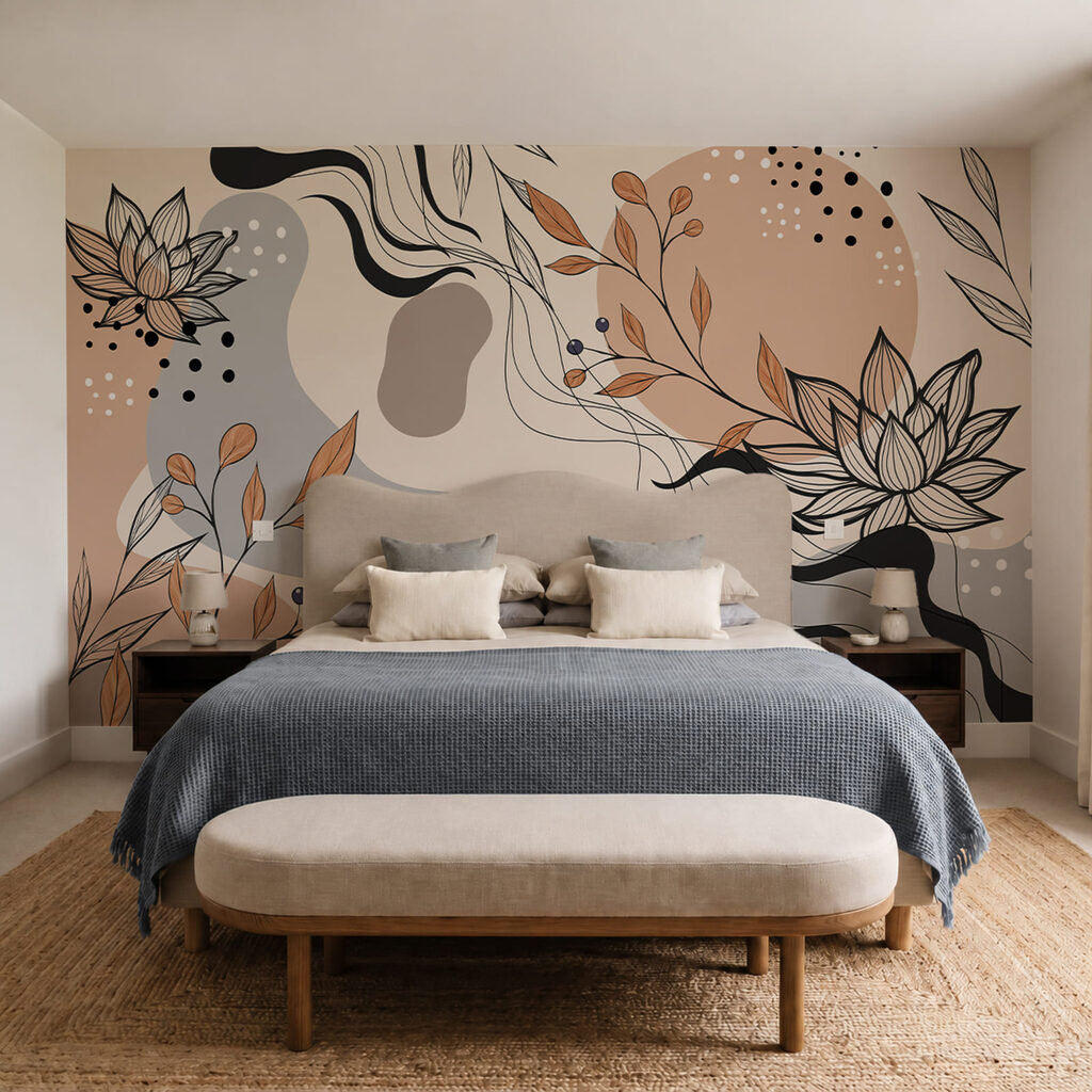 Loti tra forme colorate in un ambiente