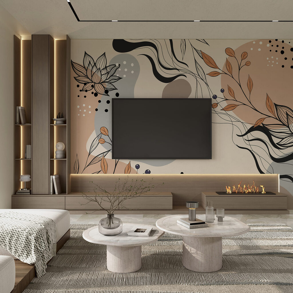 Loti tra forme colorate in un ambiente