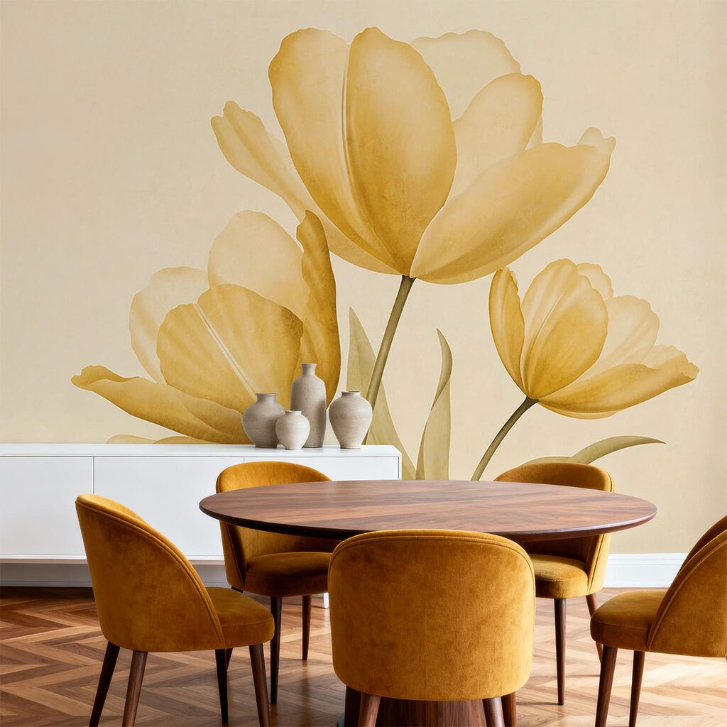 Tre tulipani in un ambiente