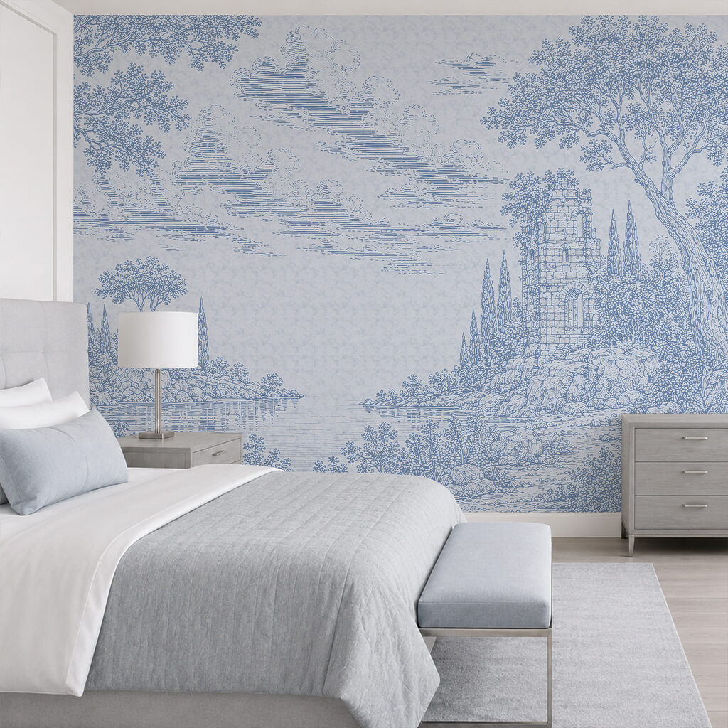 Paesaggio in disegno blu in un ambiente