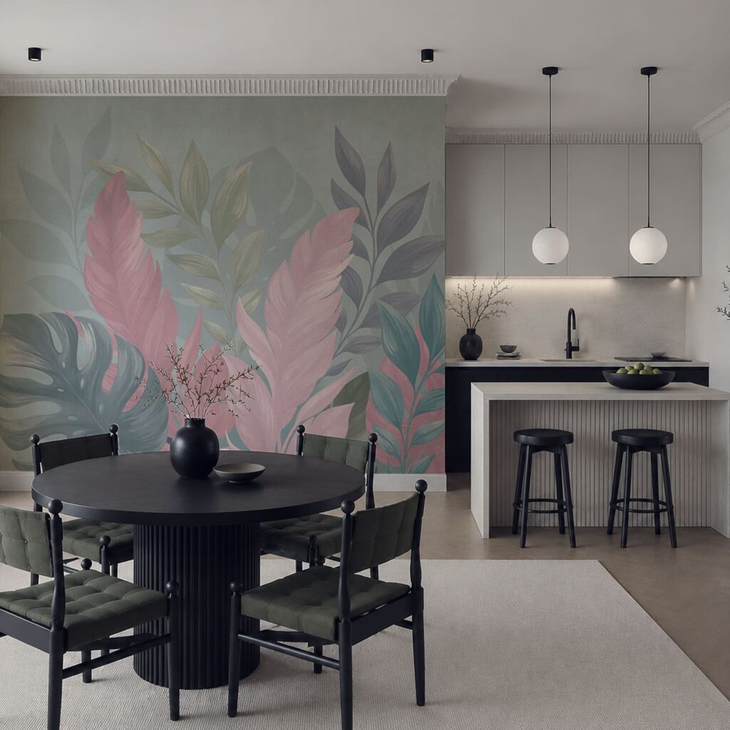 Foglie rosa contro blu — ambiente 4