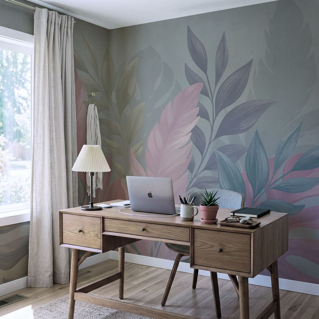 Foglie rosa contro blu — ambiente 1