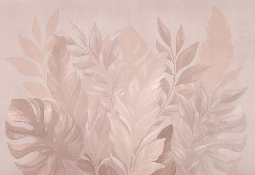 Foglie rosa contro blu — design completo