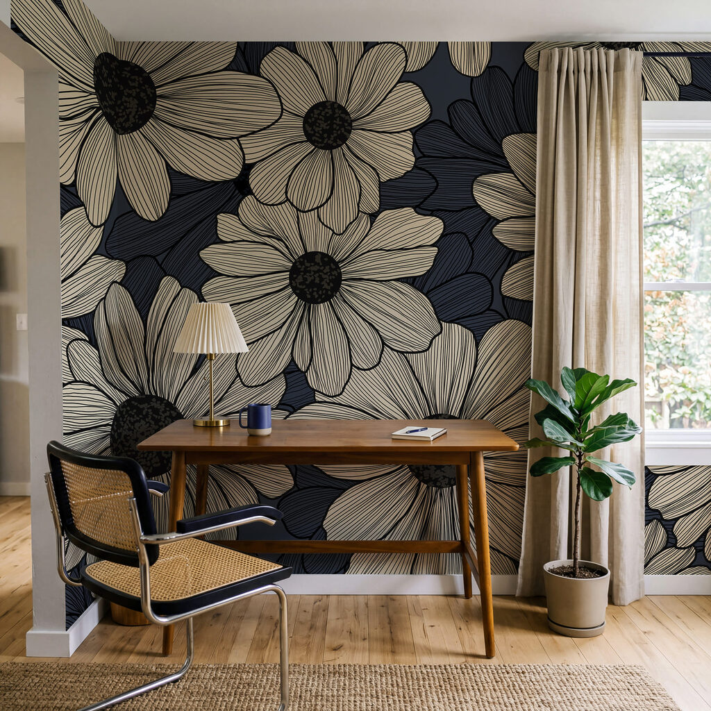 Fiori con tratteggi in un ambiente