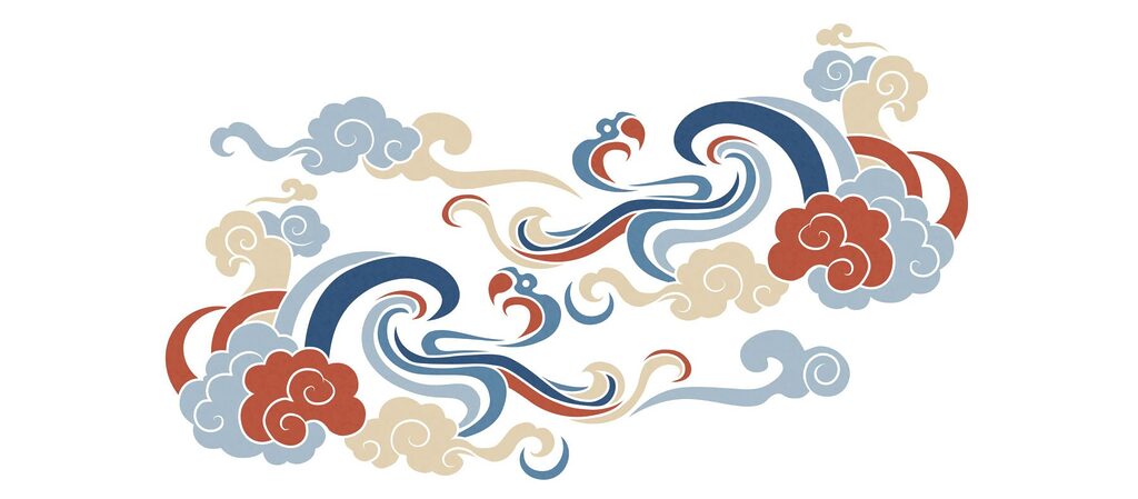 Nuvole decorative ricciute — design completo