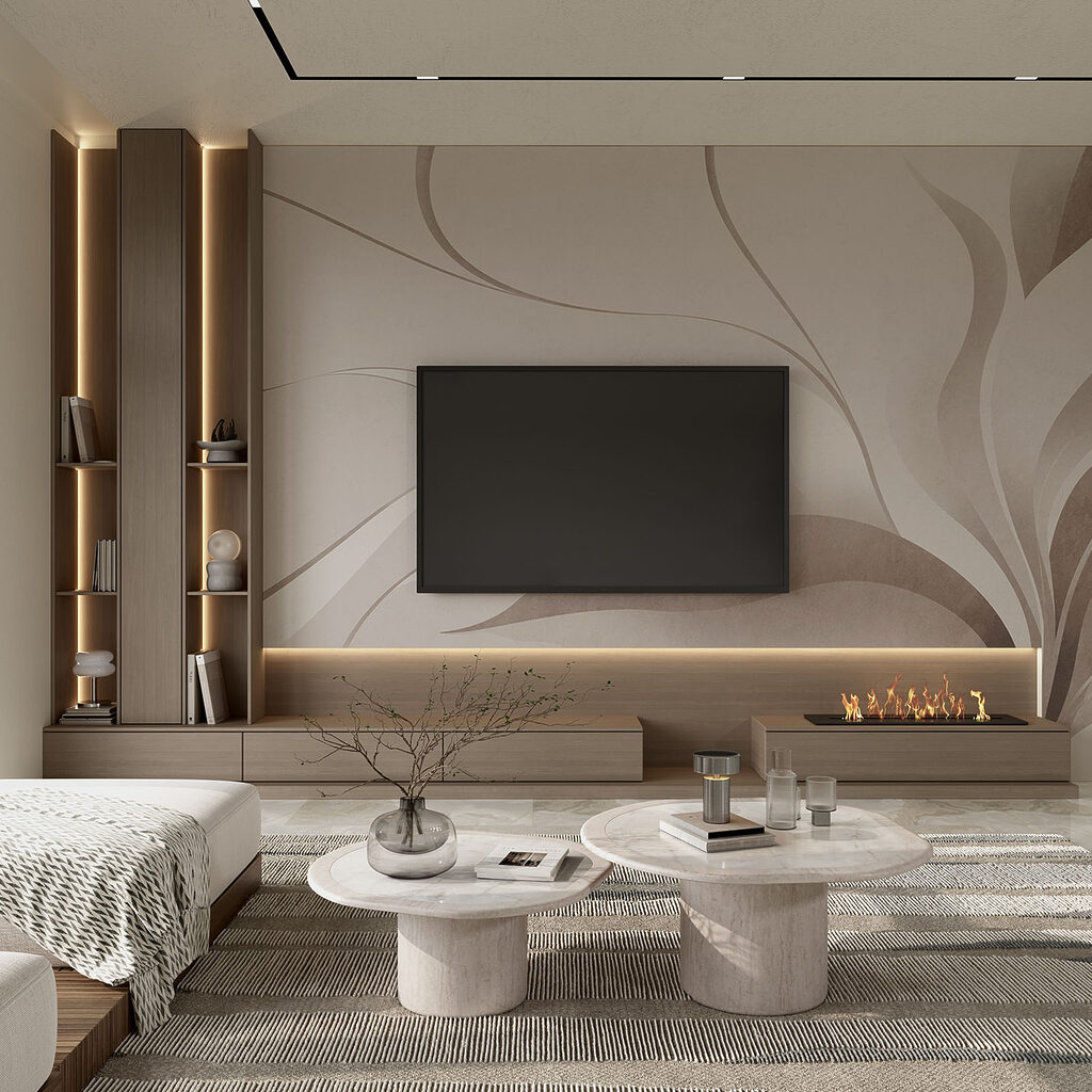 Foglie con linee sinuose in un ambiente