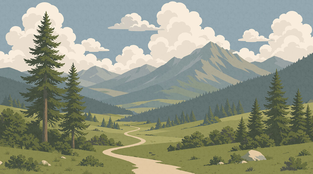 Sentiero verso le montagne — design completo