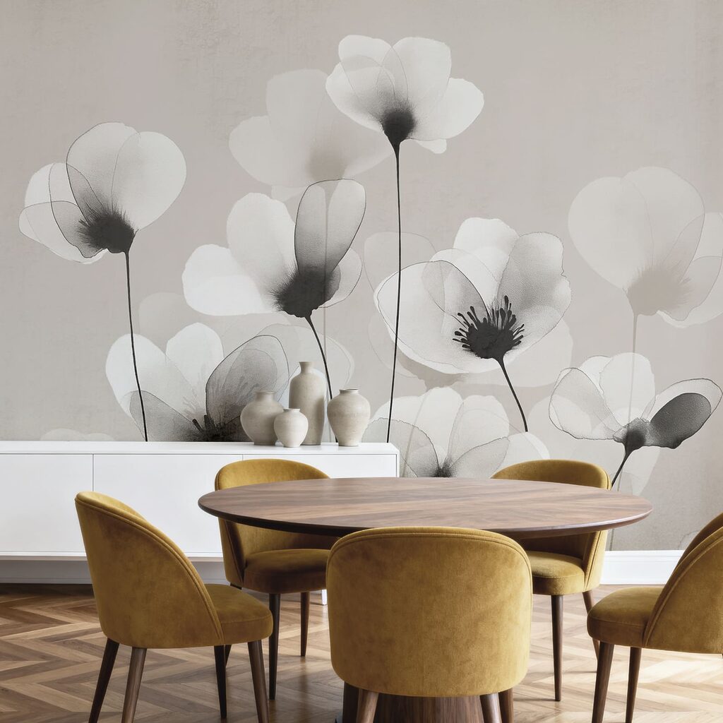 Fiori delicati, cuori scuri in un ambiente