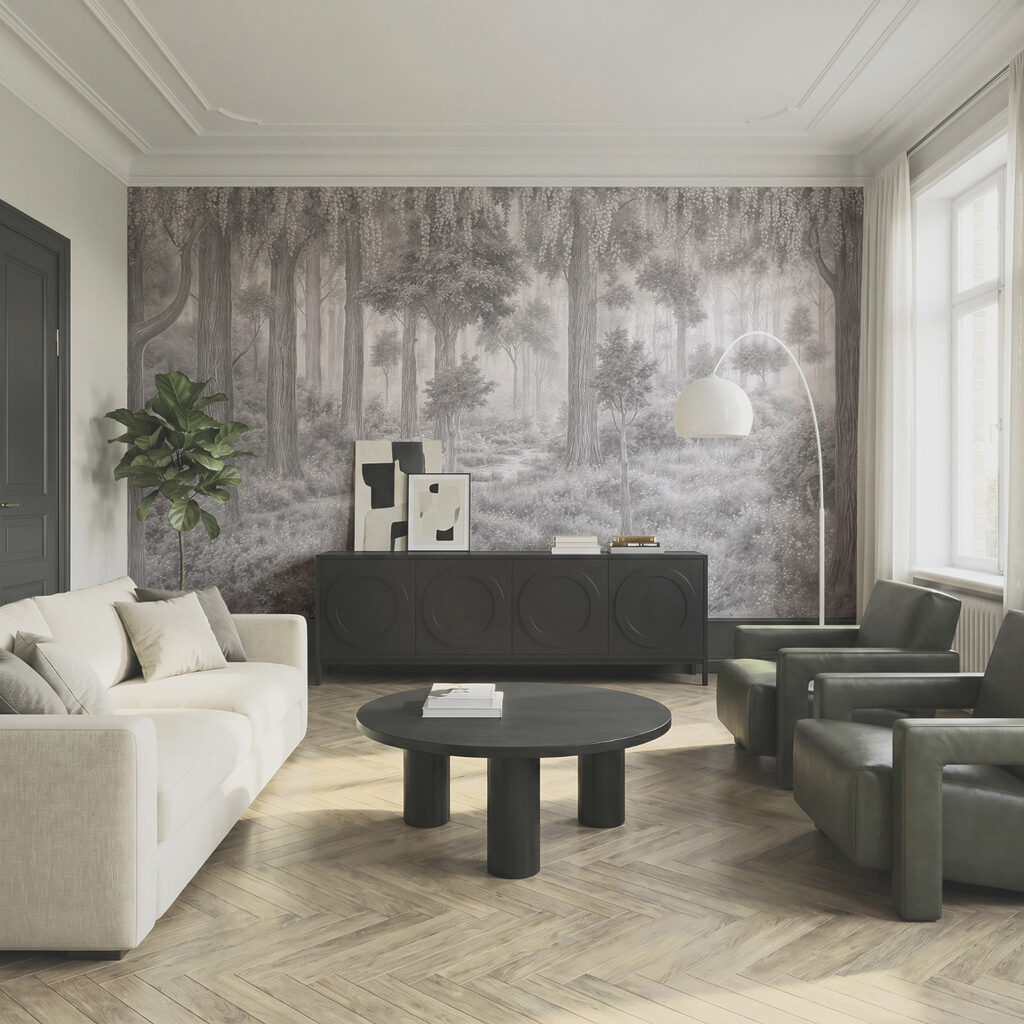 Luce obliqua fra tronchi — ambiente 1