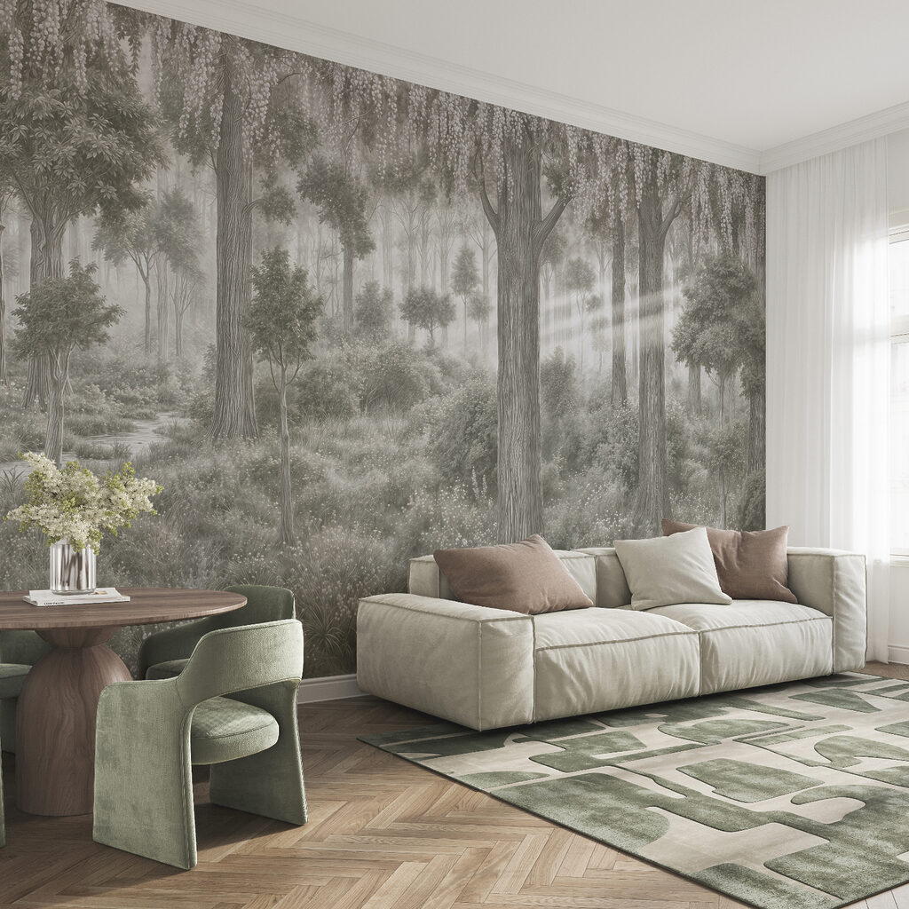Luce obliqua fra tronchi — ambiente 1