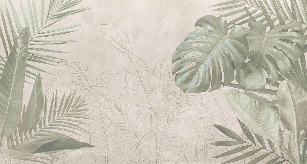 Foglie tropicali disegnate — design completo