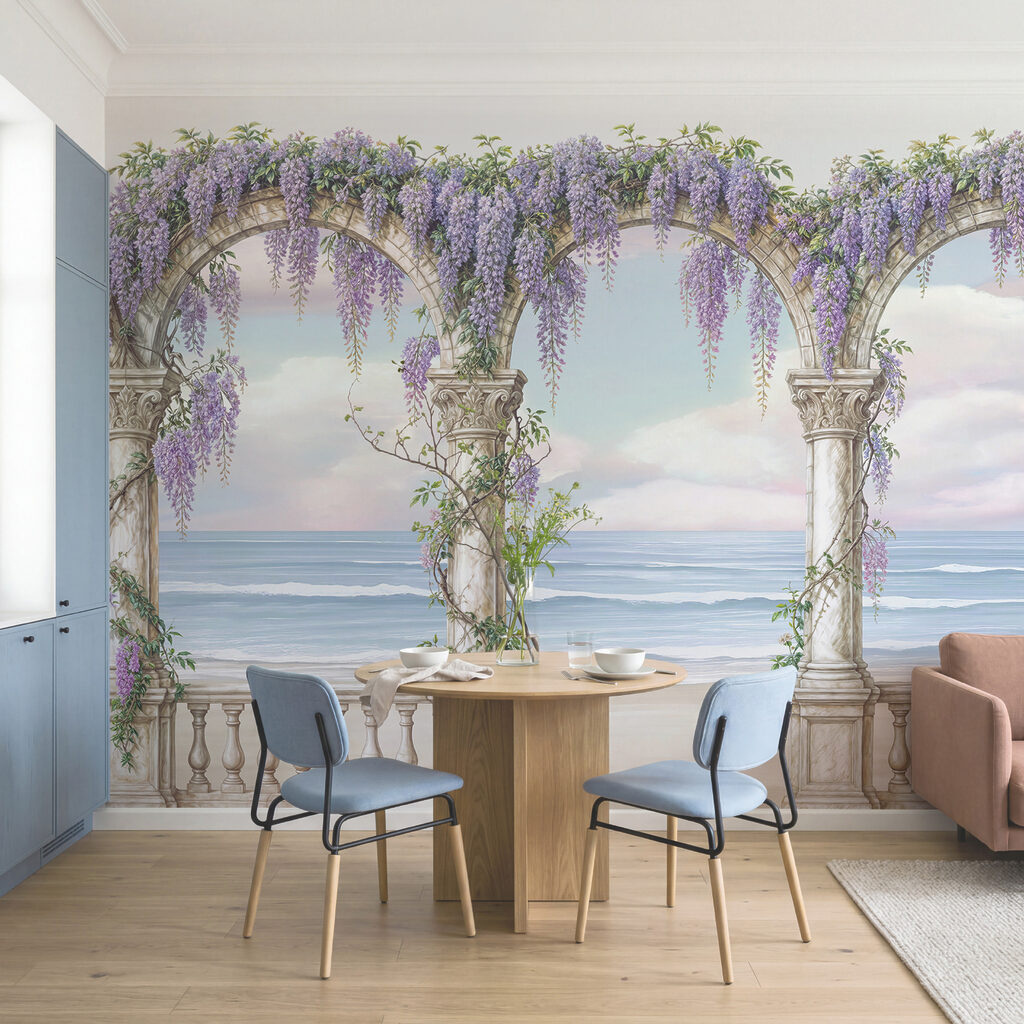 Archi fioriti sul mare in un ambiente