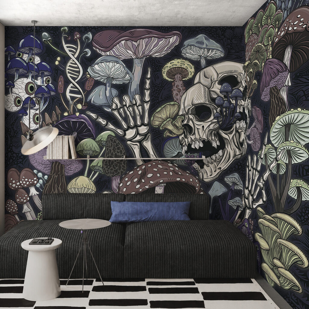 Teschio tra i funghi — ambiente 3
