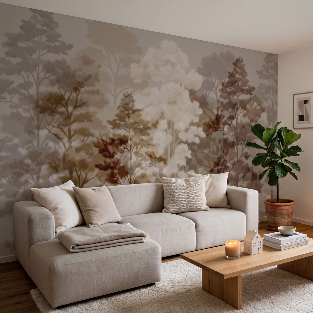 Alberi tra nuvole colorate — ambiente 1