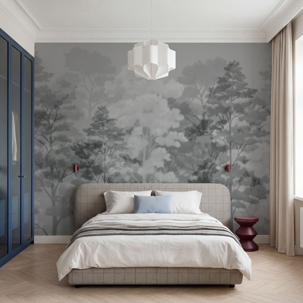 Alberi tra nuvole colorate — ambiente 1