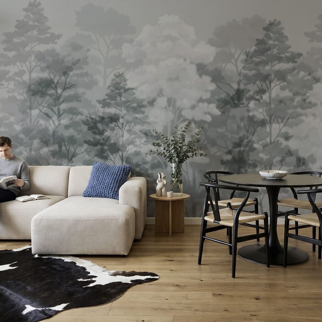 Alberi tra nuvole colorate — ambiente 2