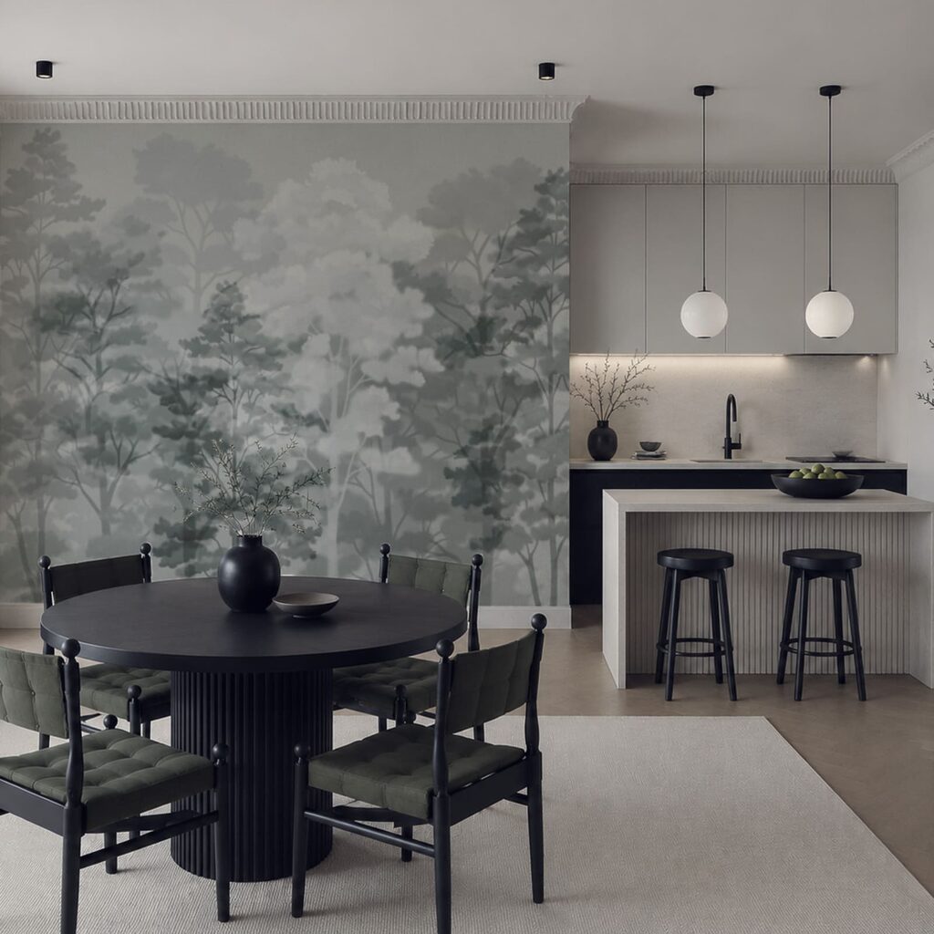 Alberi tra nuvole colorate — ambiente 3
