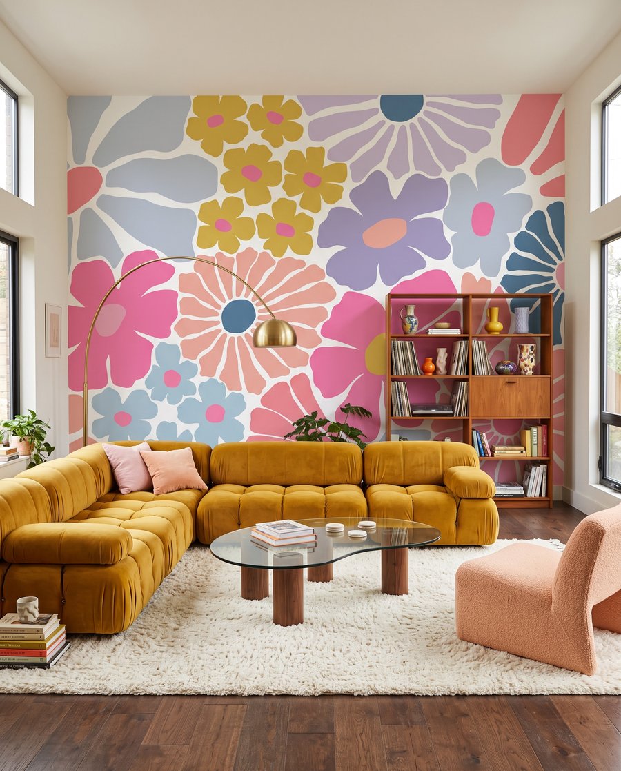 Fiori come ritagli colorati in un ambiente
