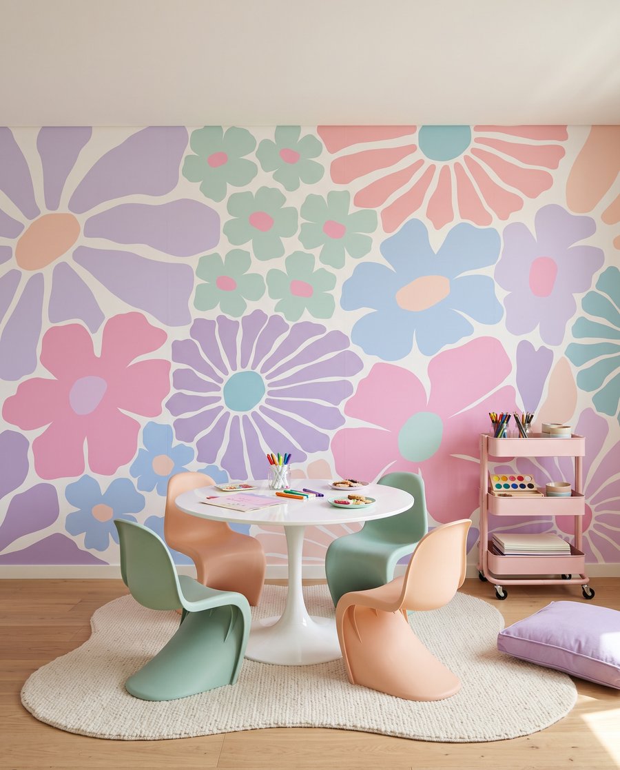 Fiori come ritagli colorati — ambiente 1