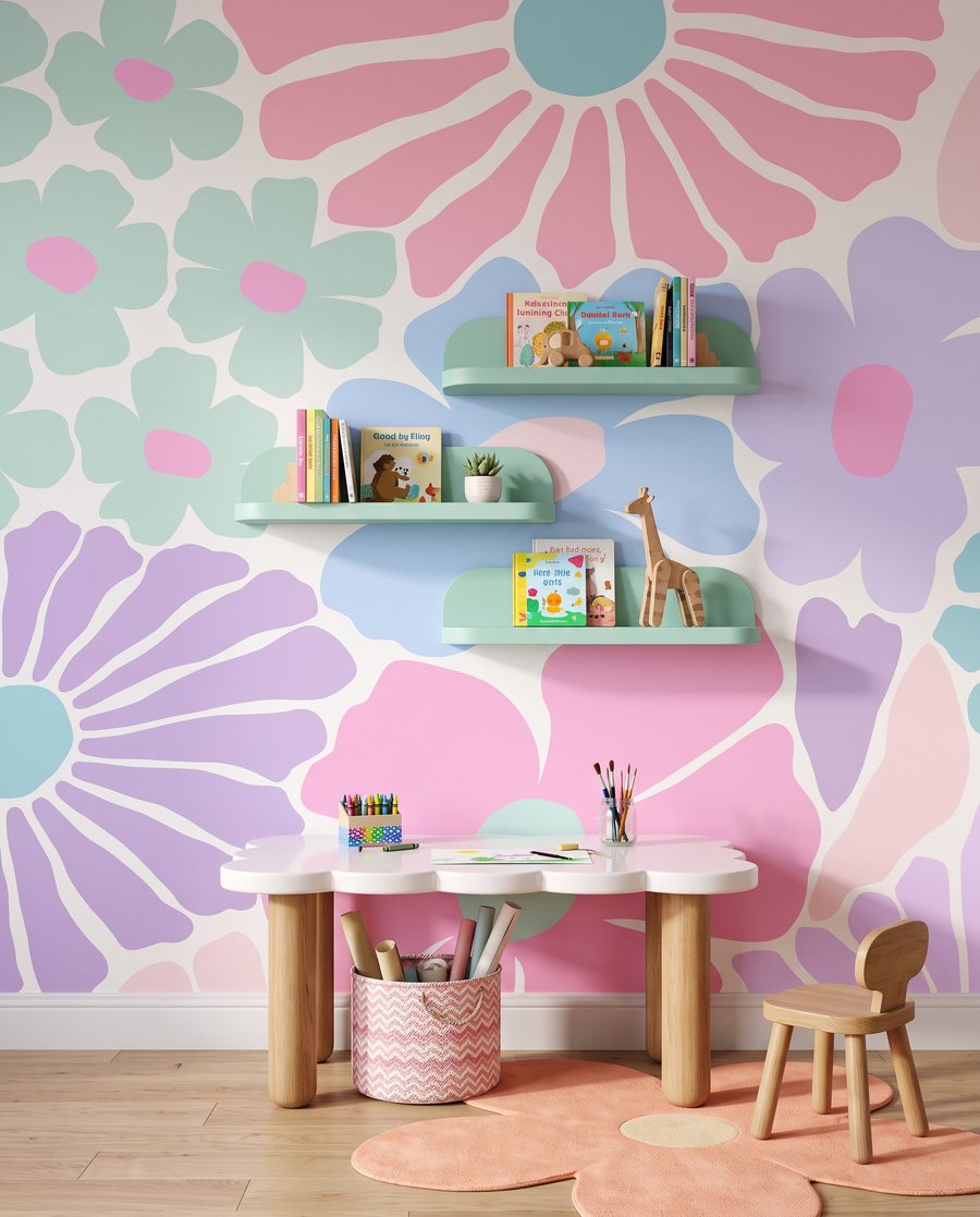 Fiori come ritagli colorati — ambiente 3