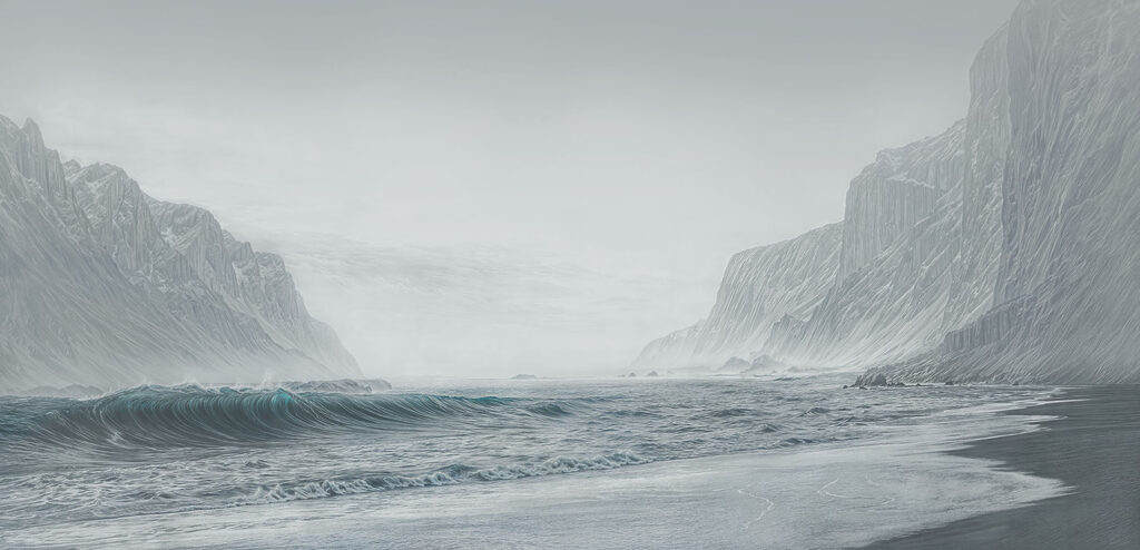 Onde tra scogliere ripide — design completo