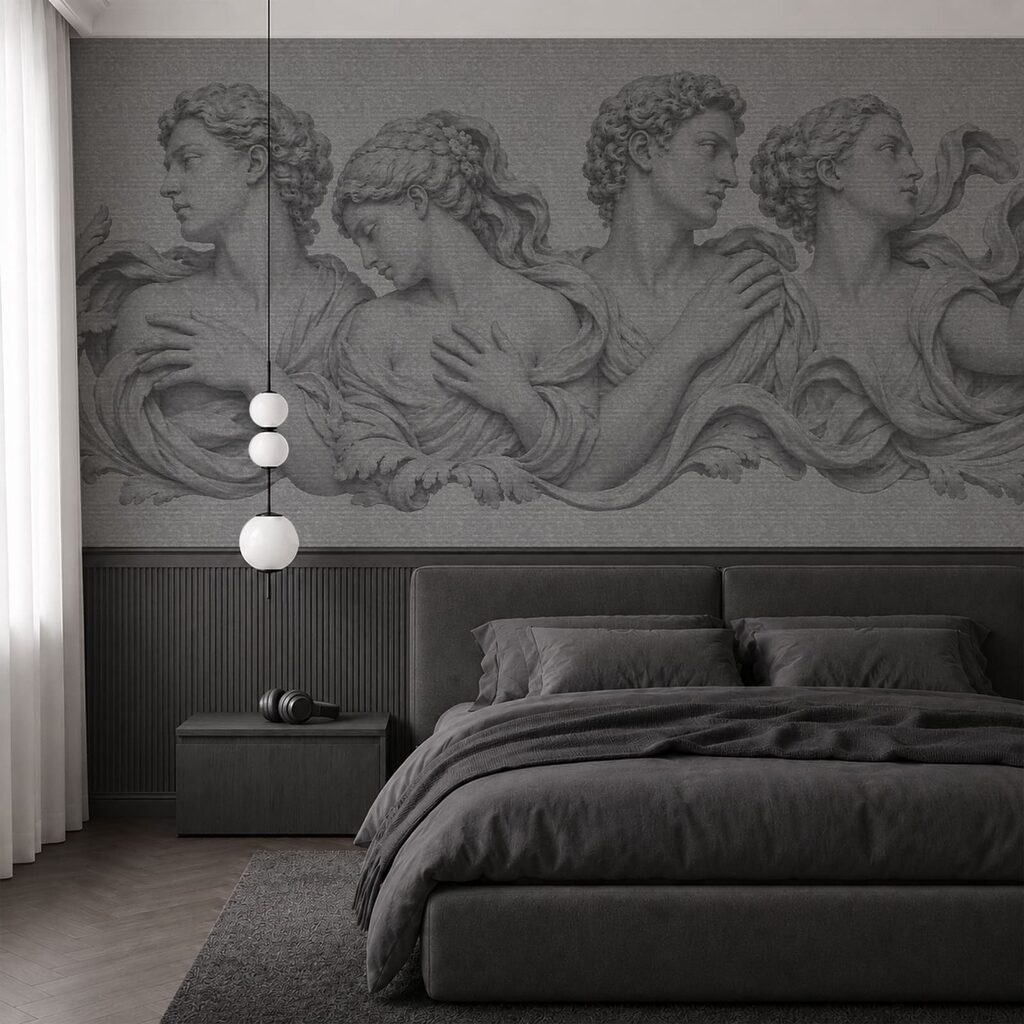 Figure classiche a tratteggio in un ambiente