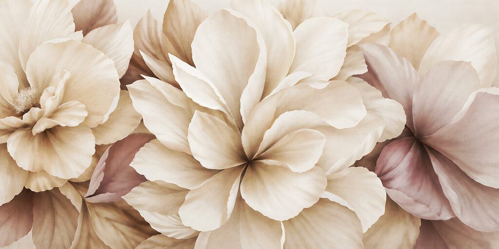 Grandi fiori in crema — design completo