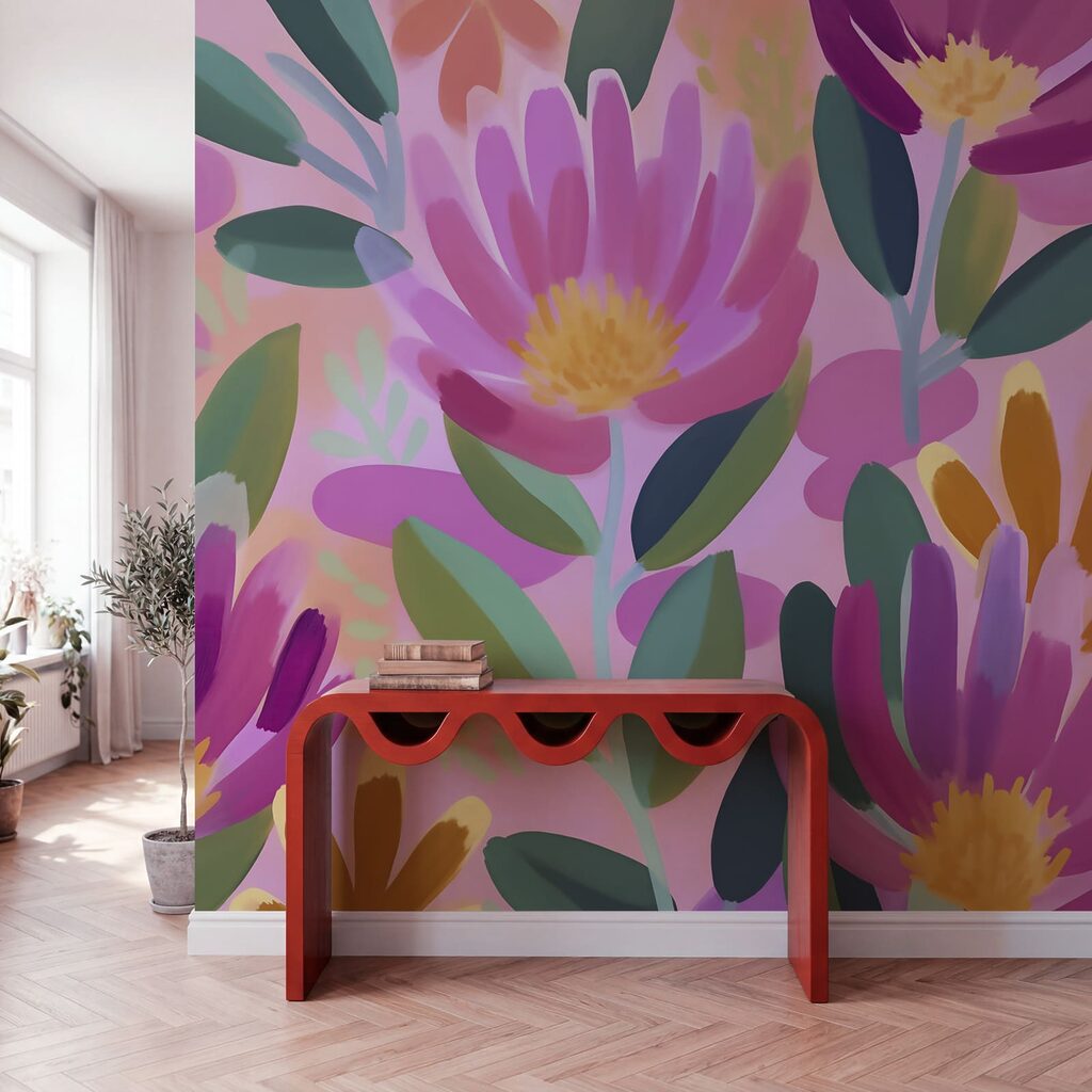 Fiori a larghe pennellate in un ambiente
