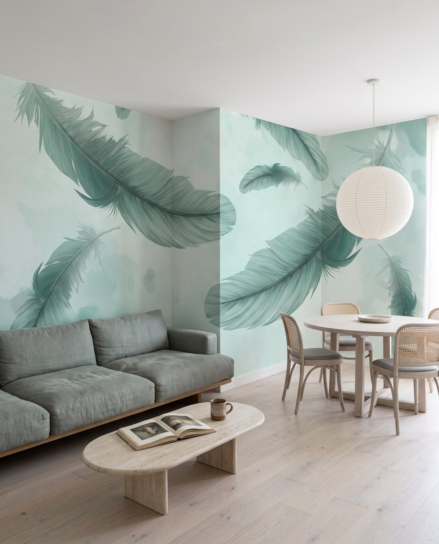 Piume tra nuvole colorate — ambiente 4