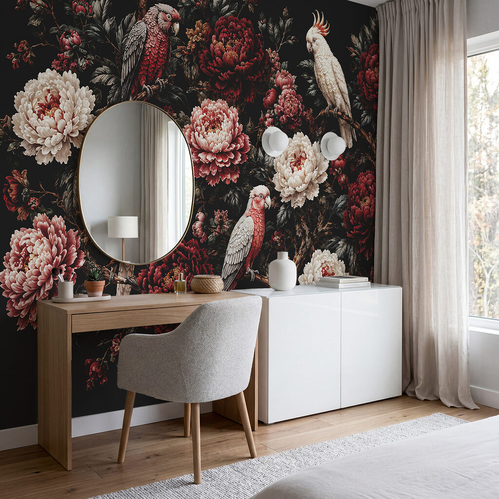 Uccelli su fiori rossi — ambiente 2