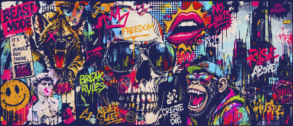 Teschio nei graffiti — design completo