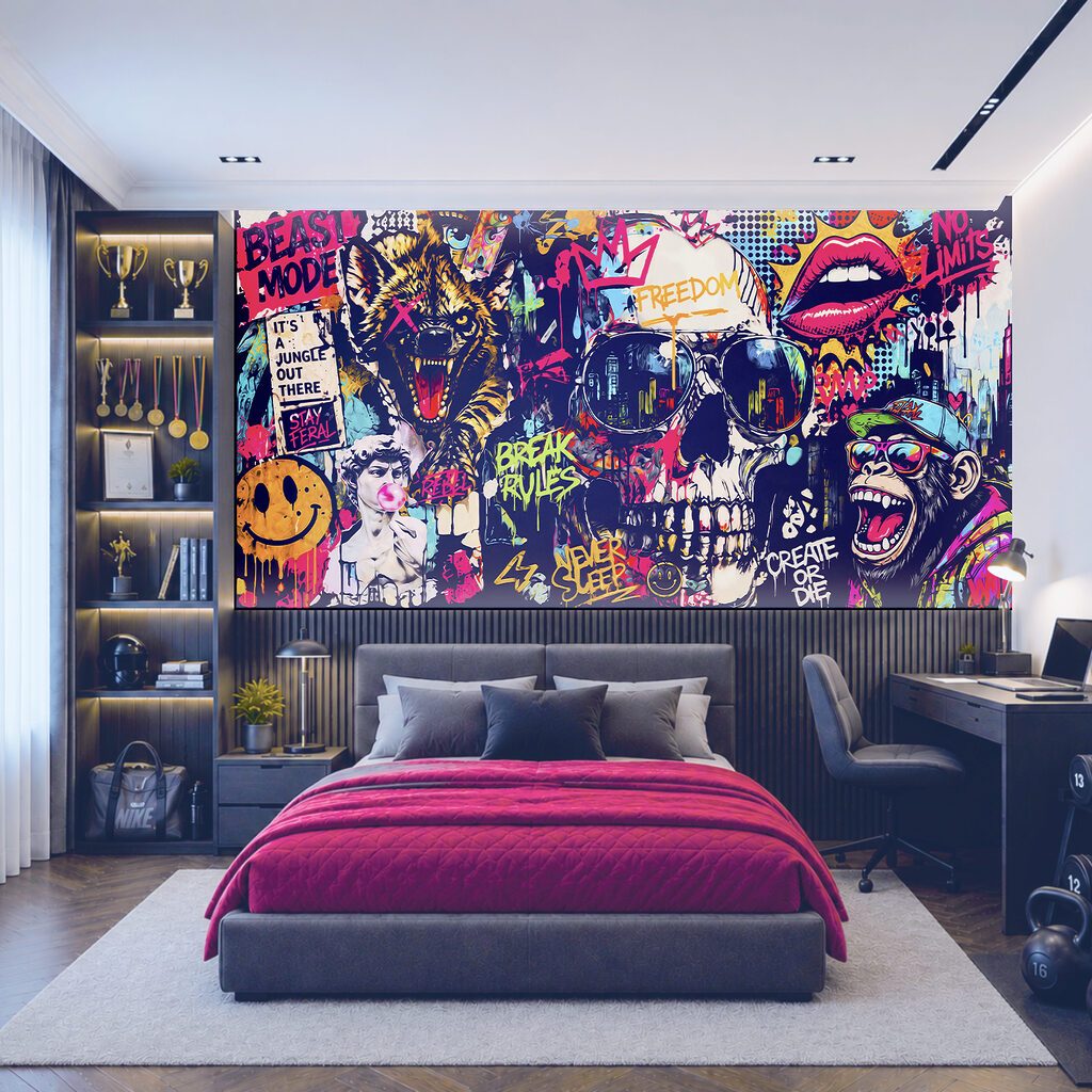 Teschio nei graffiti in un ambiente