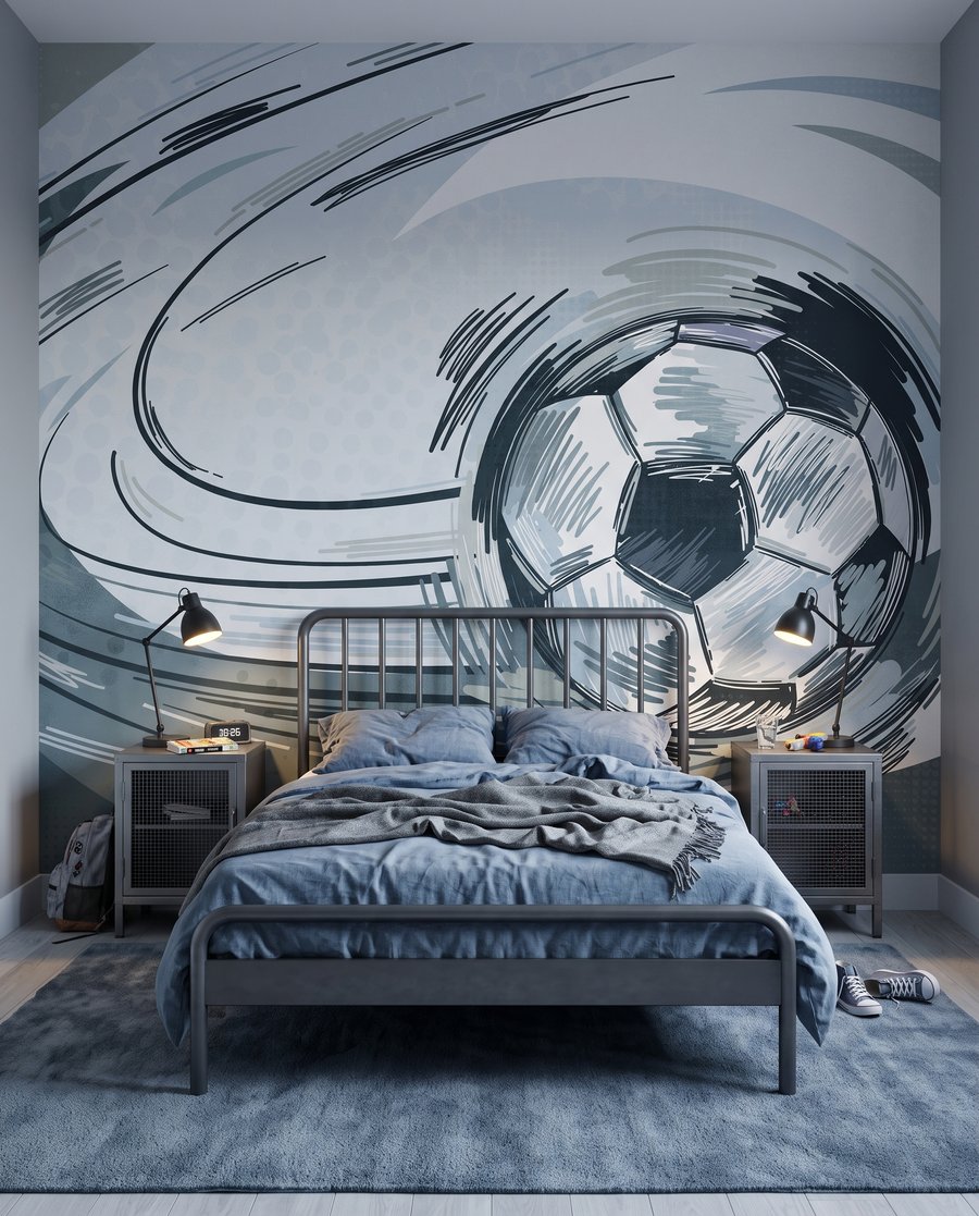 Pallone tra archi d’inchiostro in un ambiente
