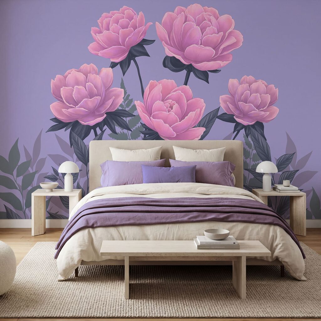 Fiori rosa su lilla in un ambiente
