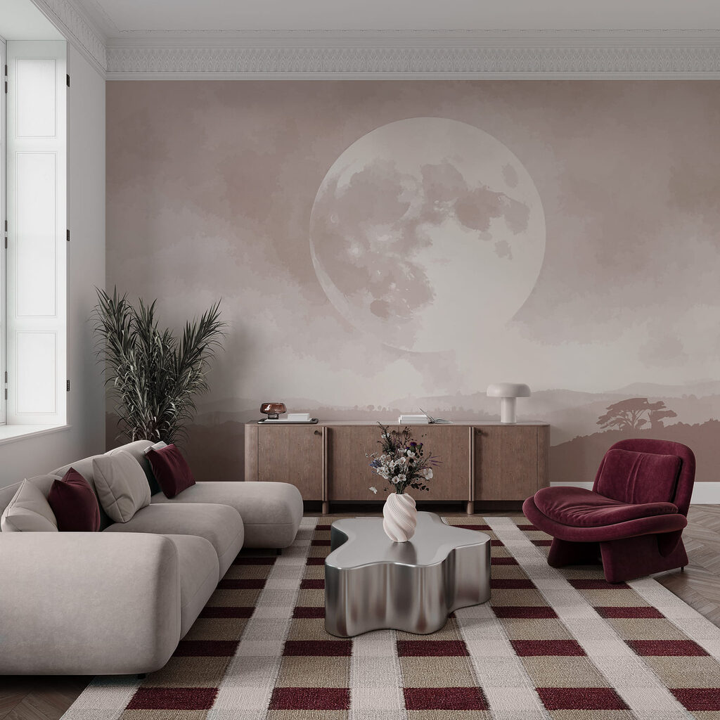 Luna sopra i boschi in un ambiente
