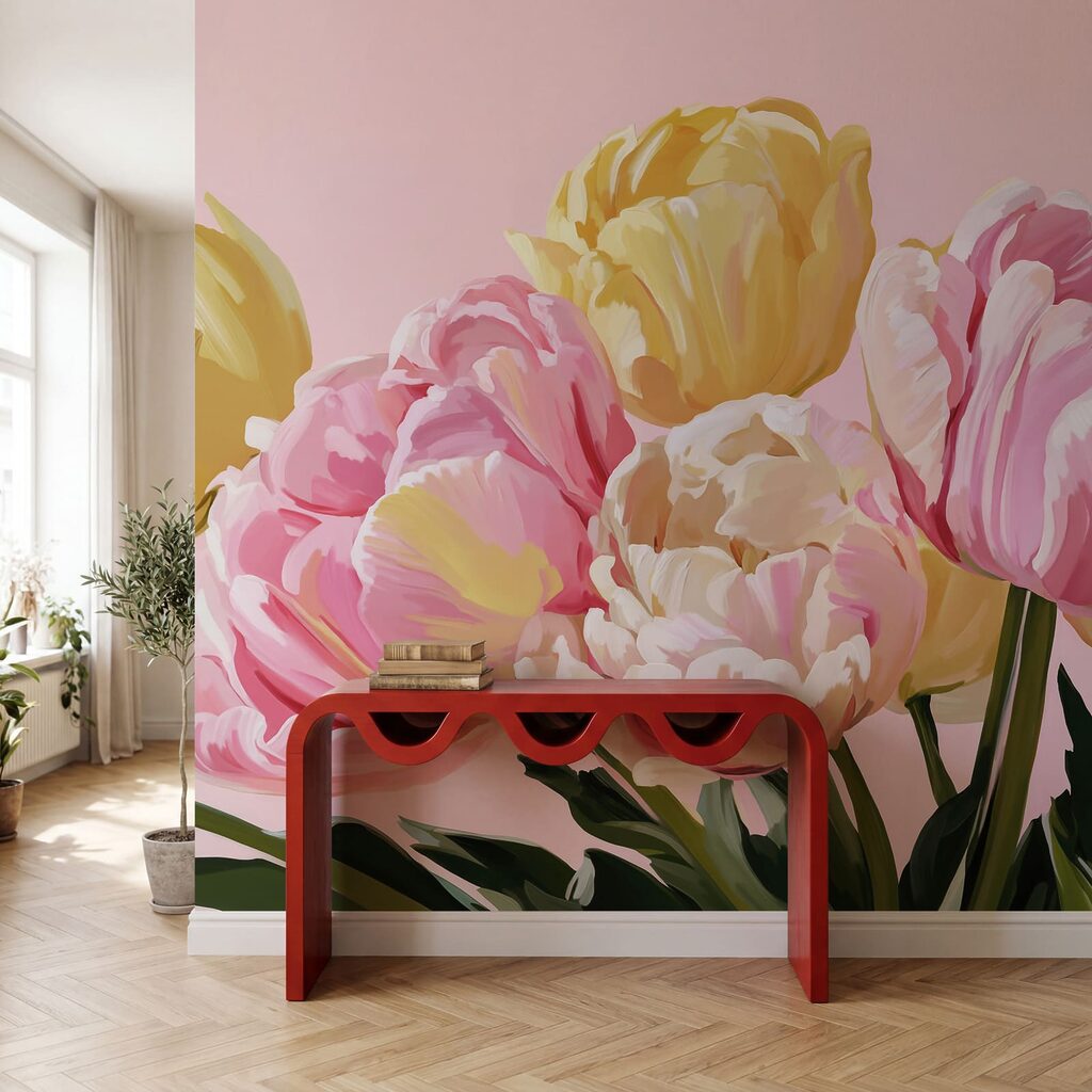 Un mazzo di tulipani in un ambiente