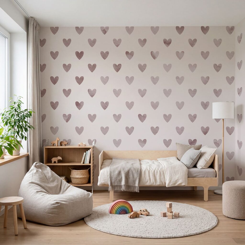 Piccoli cuori in sequenza in un ambiente