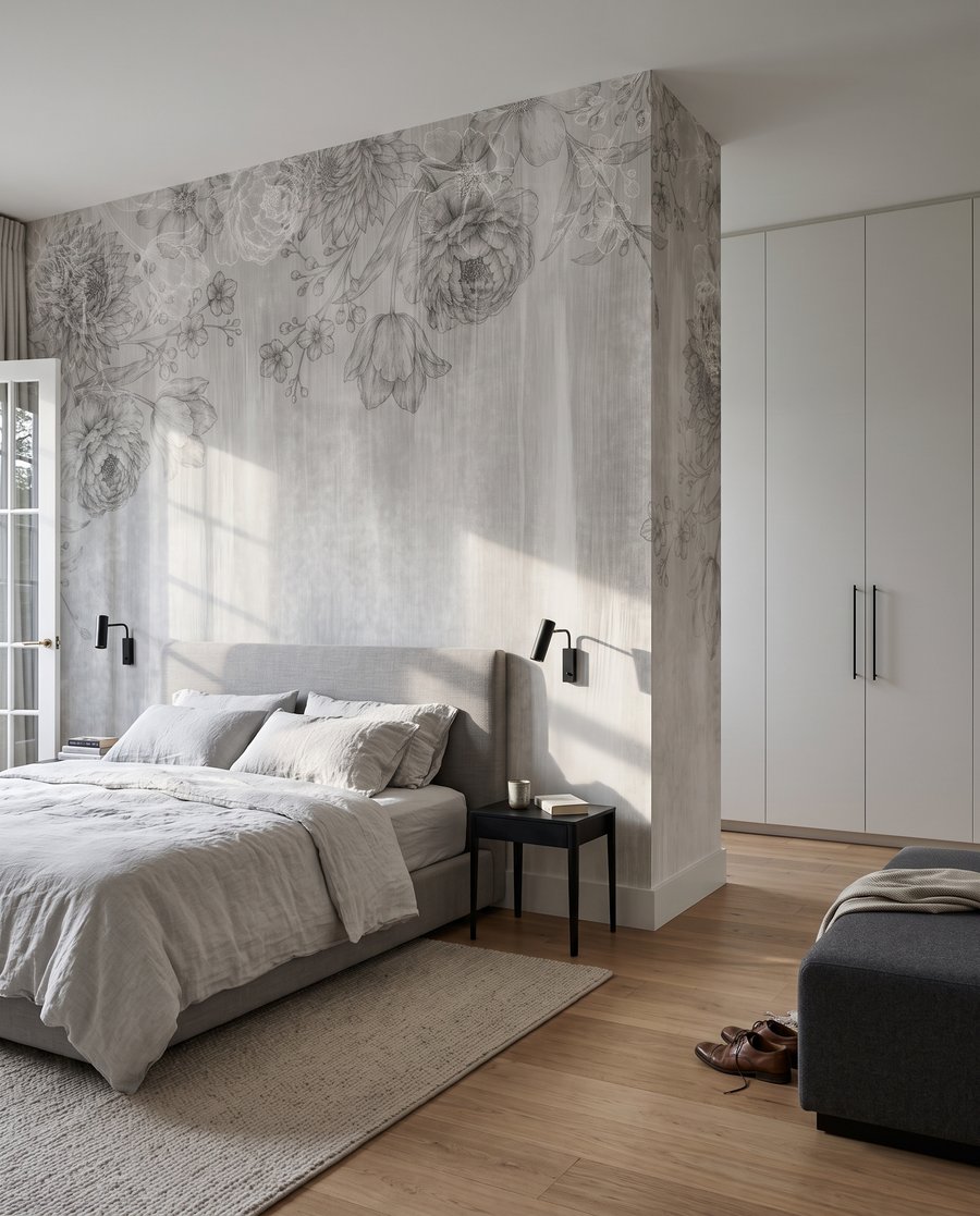 Fiori su pennellate sbiadite — ambiente 1